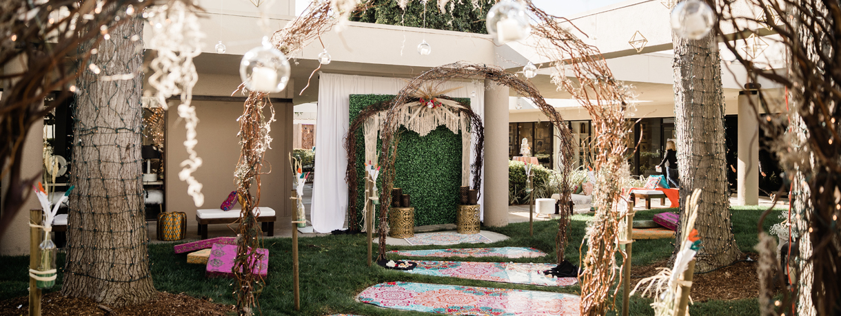Wedding entrance with tree decor