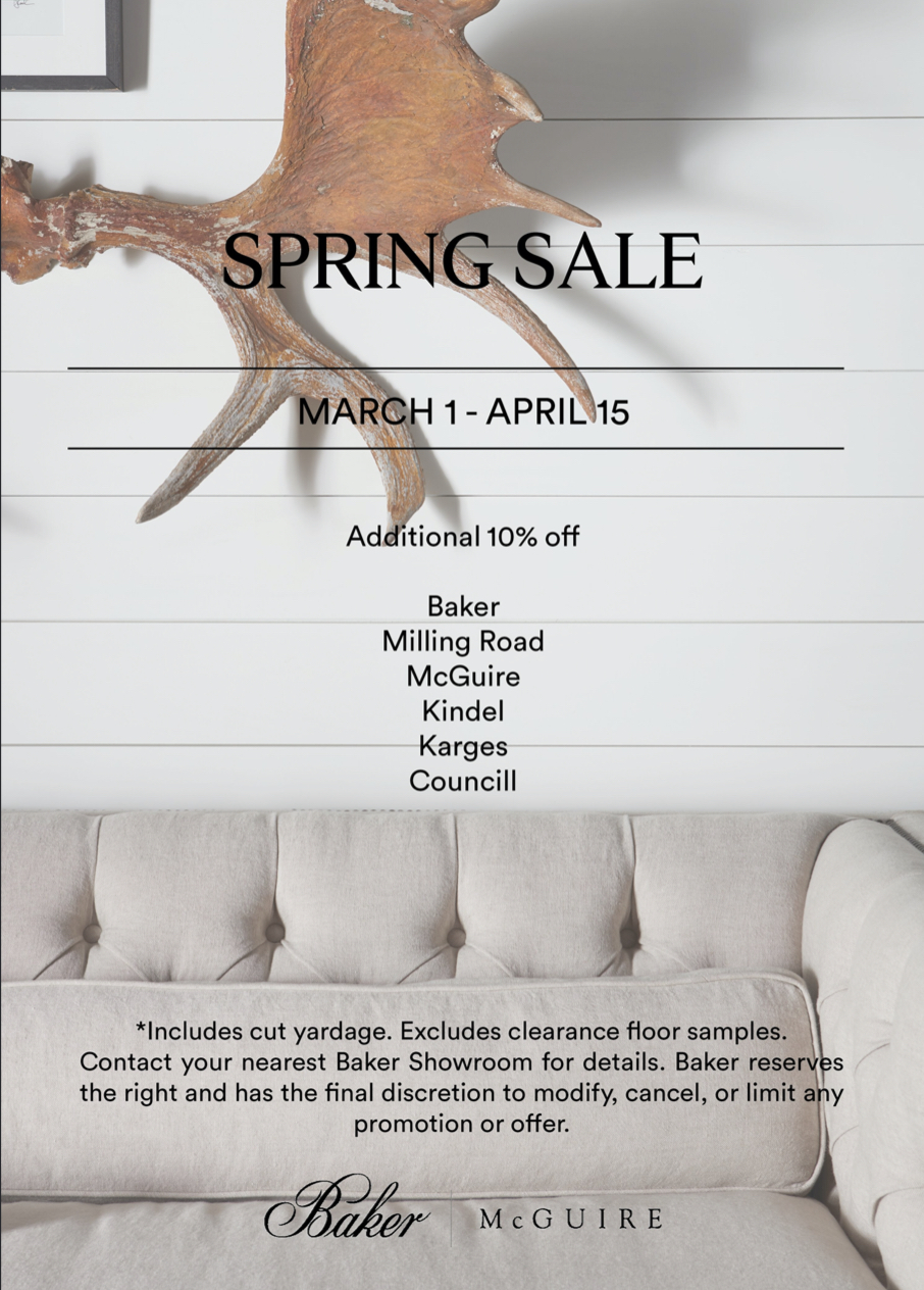 Baker Showrooms Spring Sale - News from Laguna Design Center
