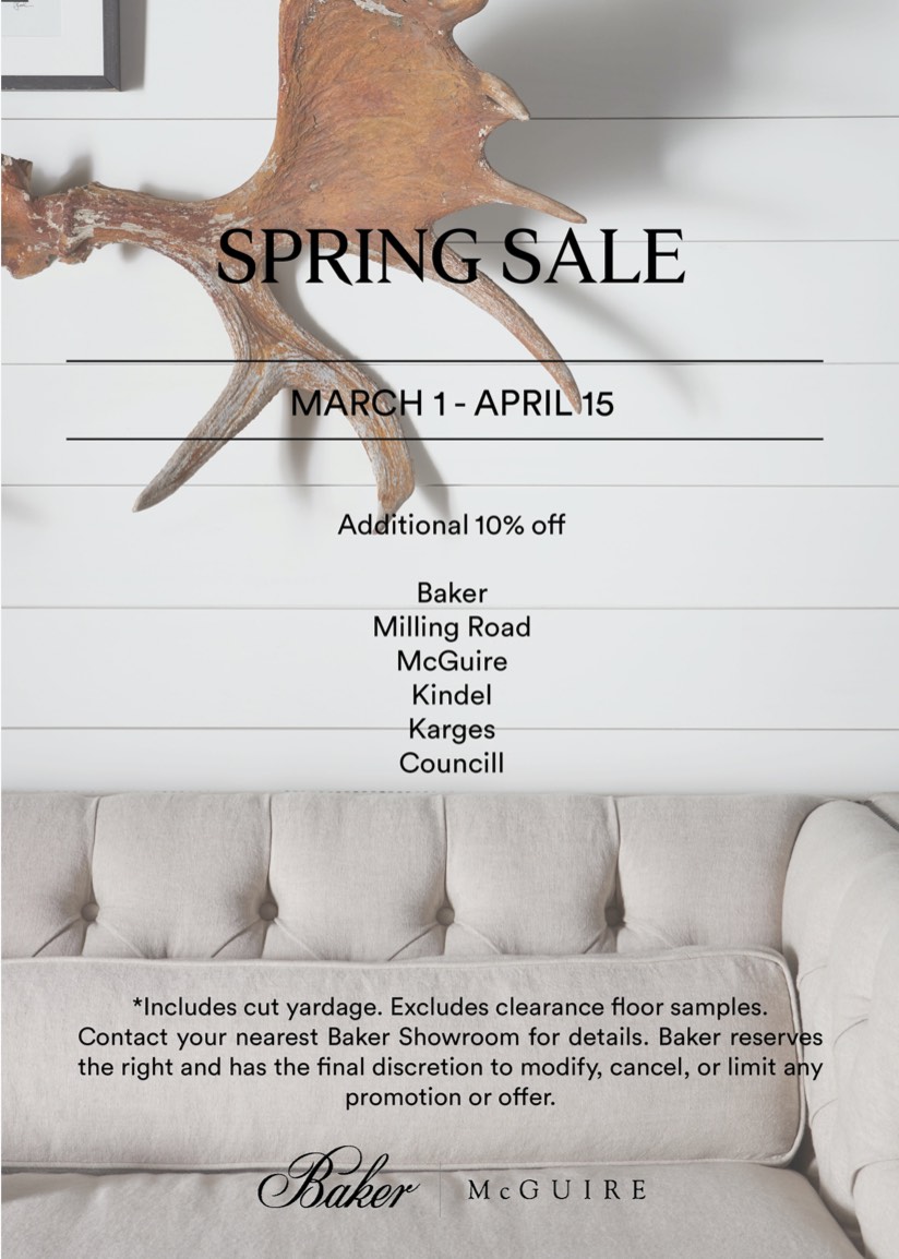 Baker Spring Sale March 1 – April 15 - News from Laguna Design Center